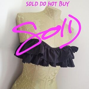 Y2K Vintage Juicy Couture Beach Royalty Black Ruffle Stapless Bikini Top Medium